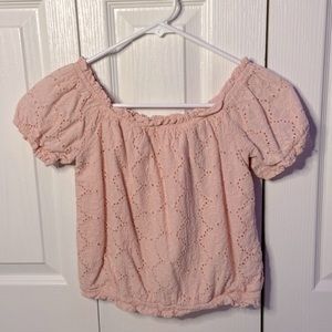 Girls pink poof top.